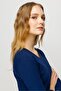 Women's V-Neck Camisole Cotton Blouse Navy Blue - 6