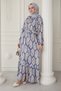 Sequenced Ethnic Pattern Indigo Viscose Dress - 4