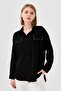 Women's Polo Neck Pocket Blouse Black - 6