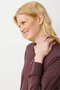 Women's Crew Neck Long Sleeve Combed Cotton Blouse Brown - 2