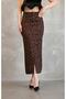 Leopard Patterned Slit Denim Skirt - 5