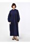 Volan Detailed Hooded Half Placket Hijab Dress - Navy Blue -