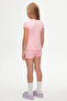 Pink Basic Girl's Crew Neck Watermelon Sleeve T-Shirt - 4
