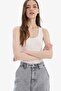 Fitted U Neck Off-White Women's Tank Top A1665Ax/Wt32 - 4