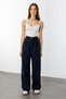 Women's Pleated Fabric High Waist Palazzo Pants Pants-002 - 4