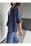 Egzoti̇k Asortik Women's V-Neck Large Pocket Snap Detailed Waist Elastic Back Pants Slim Shirt & P - 6