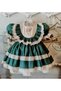 Green Cream Vintage Baby Girl Dress, Custom Tailored Girl's Dress, Birthday dress, photo - 4