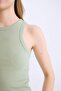 Fitted Halter Neck Ribbed Camisole Tank Top U0357Az25Sm - 4