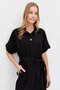 Women's Shirt Collar Collar and Pocket Buttoned Dress Black - 4