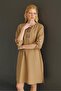 Women's Ethnic Pattern Embroidered Linen Look Dress Mink - 4