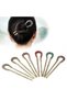Red Stone Embroidered Vintage Gold Metal Bun Buckle 12.5cm - Women's Hair Bun Buckle Stick Buckle - 5