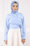 Baby Blue Tie Waist Crop Shirt