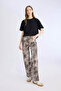 Straight Fit High Waist Snake Print Long Length Gabardine Pants D1229Ax