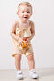 Baby Kids Cream Cotton Rope Strap Comfortable Jumpsuit Salopet Unisex Bottom Top Set Jumpsuit - 4