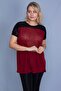 Women's Large Size Burgundy Roba Lace Detailed Low Sleeve Blouse 65n25838 - 6