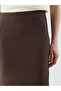 Lcw Vision Brown Elastic Waist Slit Detailed Skirt - 3