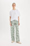 Wide Leg Patterned High Waist Trousers C4042Ax25Sp