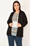 Women's Large Size Black Two Piece Look Blouse 65n23082 - 6