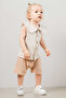 Baby Kids Gray Cotton Shorts 2 Piece Set First Ben Bottom Top Set Beige