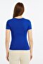 Women's Cobalt Blue Square Neck Short Sleeve Blouse - 5