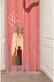 Bohemian Flower Leaf Vase Sun Orange Patterned Special Design Digital Printed (Single Wing) Background Curtain