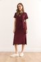Women's Burgundy Waist Detailed Slit Soft Textured Dress Elb-19002395 - 2