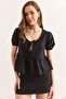 Women's Black Lace Detailed Woven Blouse Blz-19002947 - 2