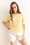 Women's Yellow Crew Neck Draped Viscose Knitwear Blouse Blz-19002948 - 2