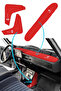 Renault 12 Toros Compatible Red Embroidered Torpedo Protection Carpet & Gear Shift Center Console Side Cover Set - 2