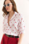 Women's White Cherry Balloon Sleeve Woven Shirt Gml-19001330