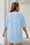 California West Coast T-Shirt - Baby Blue Printed Oversize Crew Neck Short Sleeve T-Shirt - 4