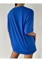 Roads Lead T-Shirt - Sax Blue Printed Oversize Crew Neck Short Sleeve T-Shirt - 2