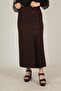 Leather Detailed Lined Pleated Portoriko Fabric Mother Skirt - 2