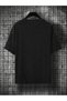 Paris City Single Jersey T-Shirt - Black Printed Oversize Crew Neck Short Sleeve T-Shirt - 2