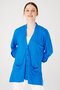 Women's V-Neck Long Sleeve Pocket Buttoned Combed Cotton Jacket Cobalt Blue - 6