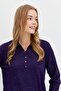 Women's Polo Neck Angelina Basic Blouse Dark Purple - 4