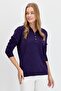 Women's Polo Neck Angelina Basic Blouse Dark Purple - 5