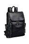 Zip Closure Leather Backpack Black