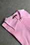 Powder Pink Shirt Collar Zippered Stitching Detailed Blouse - 7