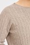 Women's Crew Neck Braided Sweater Mink - 7
