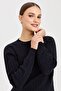 Women's Crew Neck Braided Sweater Navy Blue - 5