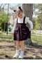 Girl's Glittery Salopet Suspender Skirt Frilly Sweater 2-Piece Set - 3