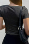 Women's Anthracite U-Neck Short Sleeve Ribbed Camisole Blouse Body - 2