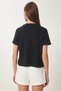 Guipure Bow Embroidered Knitted T-Shirt Black Lcr0065 - 5