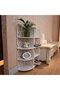 White Wood 4 Tier Carved Corner Shelf Unit Bathroom Cosmetic Storage Bookcase Display - 3