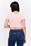 Women Surplice Neck Short Sleeve Ribbed Blouse, Pink - 3