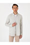 Green Linen Blend Regular Fit Long Sleeve Shirt 50303245-Vr016 - 3