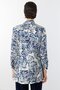 Patterned Ornamental Buttoned Jacket Indigo-4166 - 5