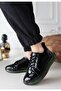 Piona Black Patent Leather Green Sole Sneakers