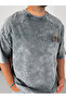 Gray Crest Embroidered Washed Oversize T-Shirt Jj-307 - 3